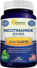 Nicotinamide with CoQ10 (120 Capsules) - Vitamin B3 500mg (Niacinamide Flush Free) - Coenzyme Q10 Powder - VIT B-3 & Coq 10 Supplement Pills to Support Energy, NAD, & Skin Cell Health