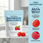 Spnutrition Magnesium Bisglycinate Gummies, 400mg Magnesium Bisglycinate Chelate with Sea Salt & Raspberry Powder, Supports Sleep, Nerve & Muscle Relaxation, Bone Health Support, Vegan, 60 Gummies (1)