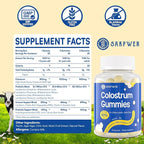 Bovine Colostrum Supplement Gummies - with 60% Highest IgG, Lactoferrin, Probiotics and Prebiotics for Adults and Kids, Vanilla Flavor & Sugar Free, 90 Gummies