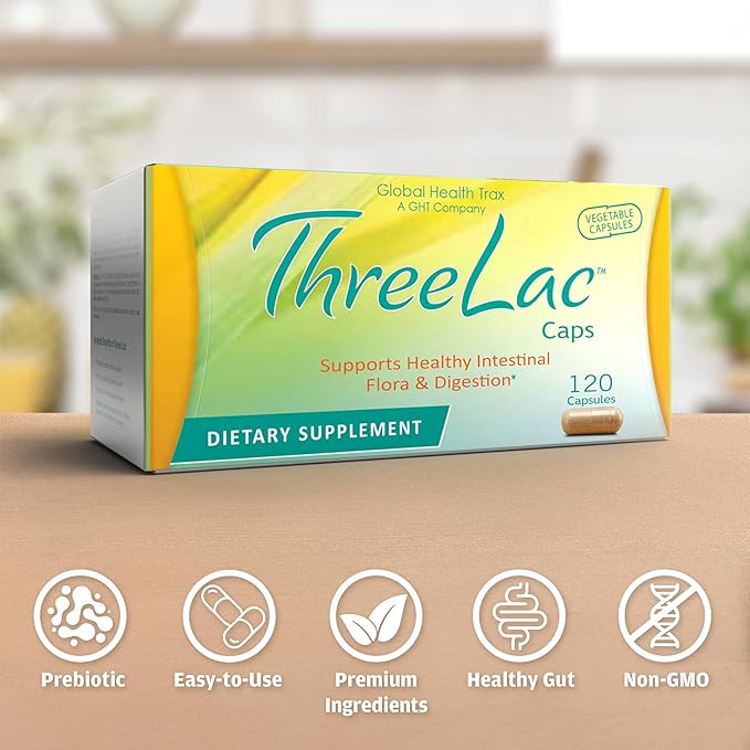 Global Health Trax GHT - ThreeLac Probiotic Capsules, 360 Count - Comprehensive Digestive Support for Men, Women, and Children - Immune System and Gut Balance, Non-GMO