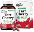 Wild & Organic Tart Cherry Extract Capsules 600 mg - Uric Acid Support - Tart Cherry Supplement - Prunus Cerasus Fruit Powder - 180 Days of Supply - Vegan, No Fillers, Non-GMO - 180 Count