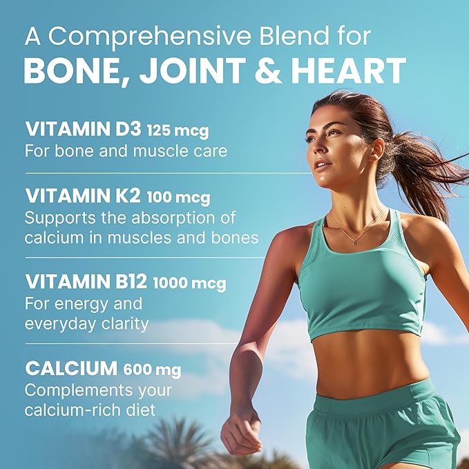 4-in-1 Calcium Supplements for Women and Men - Calcium with Vitamin D3 K2 5000 IU Supplement, 601mg per Serving for Heart, Bones & Body Defenses - Gluten-Free, Vegan-Friendly (360 ct) (Pack of 1)