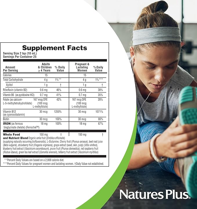 NaturesPlus Hema-Plex Liquid Iron, Mixed Berry - 8.5 oz - Iron & Essential Nutrients - Vegan, Gluten Free - 25 Servings