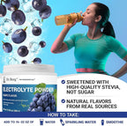 Dr. Berg Zero Sugar Hydration Keto Electrolyte Powder - Enhanced w/ 1000 mg of Potassium & Real Pink Himalayan Salt (NOT Table Salt) - Grape Flavor Hydration Drink Mix Supplement - 50 Servings