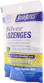 American Biotech Labs Silver Biotics Silver Lozenges w/60ppm SilverSol and Manuka Honey, Mighty Manuka Mint (21 Count) (2 Pack)