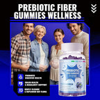 Prebiotic Fiber Gummies for Adults, 7G Extra Strength, Zero Sugar Added, 90 Pectin Based Gummies, Digestive Health & Regularity Support-Blueberry-2PACK