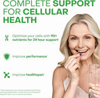 HealhtyCell AM/PM Healthspan System - 90+ Vitamins, Minerals, Protective Phytonutrients, Probiotics & Enzymes for Advanced Cellular Nutrition - 60 AM Tablets & 60 PM Tablets