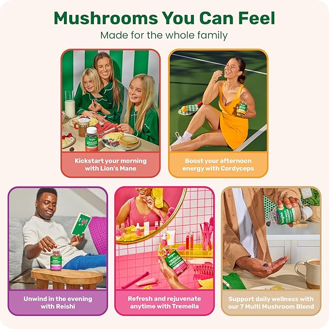Fungies Lion's Mane Mushroom Gummies with Fruits & Veggies Superfood Blend, Juicy Grape Flavor - Mushroom Herbal Supplement Gummy for Adults & Children - Brain Health & Daily Wellness - 45 Servings