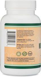 Creatine Monohydrate Capsules - 1g per Serving, 120 Count - No Fillers, Vegan Safe, Non-GMO, Gluten Free by Double Wood (Pack of 2)