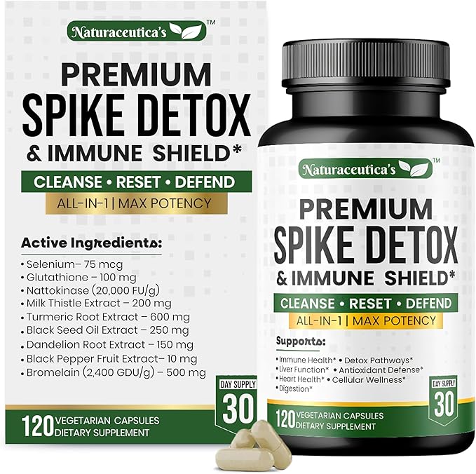 9-IN-1 Premium Spike Detox Wellness Formula – 8X Potency Nattokinase, Bromelain, Curcumin, Milk Thistle for Spike Support, Immune & Antioxidant Support, Liver & Heart Health support –120 Veg. Capsules