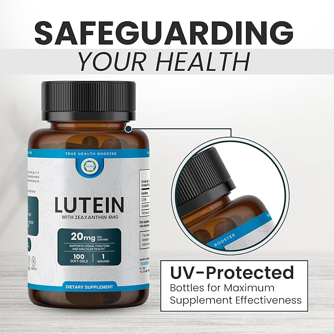 Lutein 20mg with Zeaxanthin 4mg – Eye Health Supplement for Vision Clarity, Blue Light Filtering & Macular Health – Antioxidant Formula for Daily Retinal Wellness – 100 Softgels