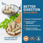 Dr. Tobias Digestive Enzymes Digestion Supplement with 18 Enzymes for Digestion and Gut Health | Includes Amylase Bromelain Lipase Lactase Protease Papain & More (60 Capsules 30 Servings)