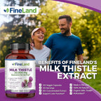 FineLand Milk Thistle Pills 50:1 Extract with 80% Silymarin Flavonoids – Liver & Antioxidant Support - 50X Concentrated Seed Extract -120 Vegan Capsules, Non-GMO, Made in USA