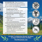 Pure Mountain Botanicals B12 Vitamin 1000 mcg – Kosher Liquid B12 Drops with Natural Berry Flavor