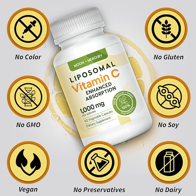 Liposomal - Vitamin c 1000mg - 60 Vitamin c Capsules - Higher Absorption,bioavailability liposomal Vitamin c by Moon and Mercury