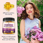 Feminine Balance Probiotic Gummies for Women – Support Vaginal Health, pH Balance, Freshness & Digestive Health – with Pineapple, Slippery Elm, Cranberry, D-Mannose – Sugar-Free, Pineapple Flavor