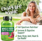 NATURELO Whole Food Multivitamin for Women 50+ (Iron Free) with Vitamins, Minerals, & Organic Extracts - Supplement for Post Menopausal Women Over 50 - No GMO - 120 Vegan Capsules