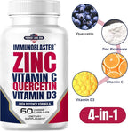 Zinc Quercetin Vitamin C 800 mg with Vitamin D3 Antioxidant Immune Support High Potency Quercetin Zinc Supplement for Men and Women - Gluten, Soy, & Dairy Free - 60 Count (Pack of 1)