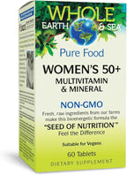 Natural Factors Whole Earth & Sea Women's 50+ Multivitamin & Mineral - Daily Multivitamin with Calcium, Selenium & More - Supports Bone & Brain Health - 60 Tablets (30 Servings)