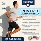 Freeda Maximum Strength Multivitamin – High Potency Daily Supplement for Active Adults (Men & Women) – Iron Free – SCD Diet Compatible – 120 Capsules – Ultra-Freeda