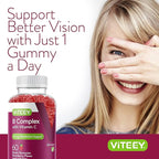Viteey Vitamin B Complex Gummies with Vitamin C - Energy, Metabolism & Immune Support - B6, B12, Niacin, Folic Acid, Biotin, Calcium - Vegan, Gluten-Free - 120 Count