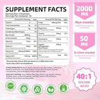 Myo-Inositol & D-Chiro Inositol Gummies, Ideal 40:1 Ratio Supplement for Women with Vitamin D3 & B12 for Support Hormonal Balance & Wellness, Sugar Free, Raspberry, 120 Count