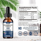 Magnesium Glycinate Liquid Drops, Magnesium Glycinate Supplement 500mg with Citrate, Malate, Ashwagandha, L-Theanine, Vitamin B6 for Sleep, Stress Relief, Bone, Muscle, Mood, Grape Flavor 2 Fl Oz
