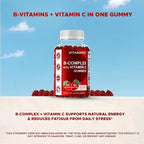 Vitamatic Vitamin B Complex Gummies with Vitamin C & Inositol - Natural Strawberry Flavor - 60 Gummies (2 Bottles)