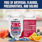 (2 Pack) Zinc Quercetin Vitamin C 800 mg with Vitamin D3 Antioxidant Immune Support High Potency Quercetin Zinc Supplement for Men and Women - Gluten, Soy, & Dairy Free - 120 Count (Twin Pack)