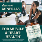 Potassium Magnesium Supplement | High Strength Electrolyte Balance for Heart Health & Muscle Support | 400 MG Potassium + 400 MG Magnesium | Energy, Bone Health, Sleep & Mood Support | 90 Ct.
