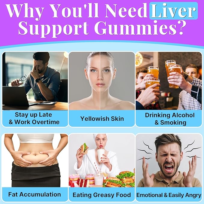 3000mg Liver Detox Repair & Cleanse Gummies | Milk Thistle 2000mg with Turmeric Dandelion Root & Artichoke for Liver Detox, Liver Support & Renew, Antioxidant, Gut, Skin - Fruit Flavor, 60 Gummies