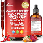 VivoNu Cayenne Pepper Softgels Supplement, Supports Leg Vein, Heart and Blood Vessel Health, with Vitamin E D3+K2 and Extracts of Grape Seed, Hawthorn, Beetroot, Berberine (Drops /1 Bottle)
