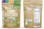 GutResto Fiber Supplement Psyllium Husk Powder Probiotic Gut Health Digestive Enzymes Prebiotic L-Glutamine Slippery Elm Aloe Vera Marshmallow Root Turmeric Ginger Peppermint by Clean Nutra 30 Svgs