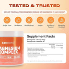 GoBiotix Magnesium Glycinate Powder – Cortisol Supplements for Women and Men – High Absorption Magnesium Complex Calm Supplement with Citrate, Malate – Sugar Free – 420 mg, 60 Servings - Peach Tea
