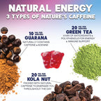 Energy Gummies - Vitamin B12 1000 mcg Per Serving - Daily Energy Gummy with Natural Caffeine from Green Tea, Berry Flavor B12 Chewable Exercise Supplement for Running Cycling & Sports - 60 Gummies