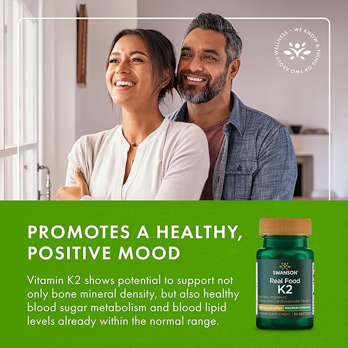 Swanson Maximum Strength Vitamin K2 (MK-7) Bone and Heart Health Supplement for Adults Over 50 Seeking Calcium Regulation - 200 mcg from Japanese Natto (30 Softgels, 2 Pack)