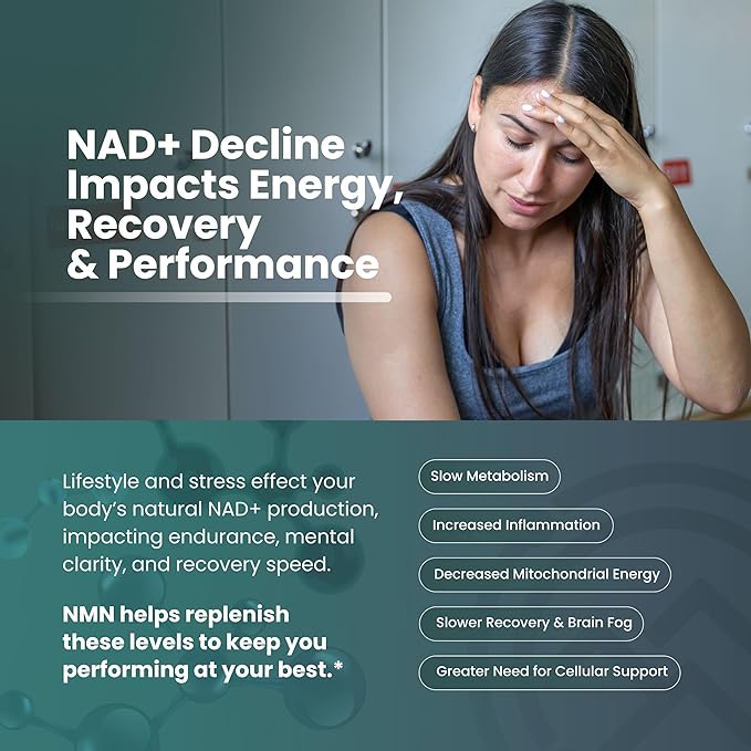 NMN Cellular Performance – 500mg Nicotinamide Mononucleotide for NAD+ Support, Cellular Energy & Recovery – Longevity & Performance Supplement – (2-Pack)