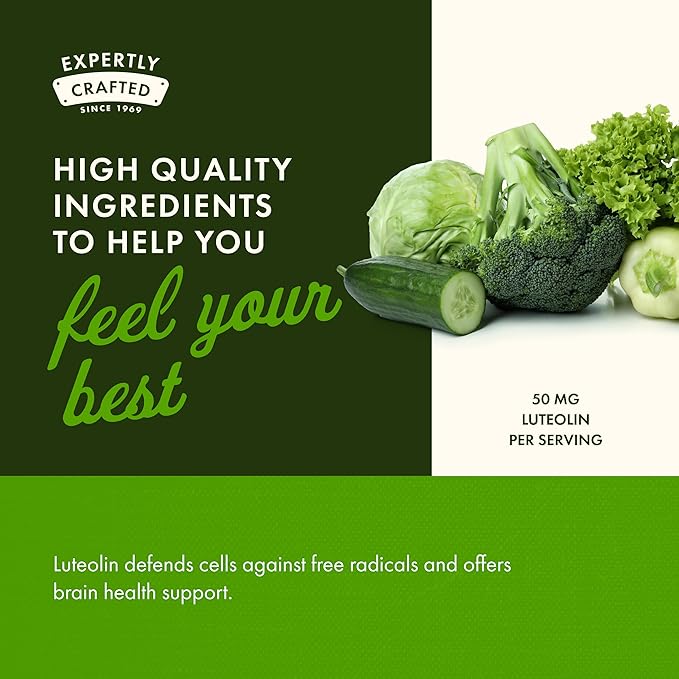 Swanson Luteolin Complex w/Rutin - Brain Support Supplement Promoting Memory, Mood & Cognitive Health - Natural Formula to Help Maintain Nervous System - (30 Veggie Capsules)