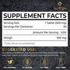 30,000 MG Shilajit Tablets, 100% Shilajit Pure Tablets for Women & Men, Himalayan Organic, Fulvic Acid & 85+ Trace Minerals, Resin Supplement for Energy and Immune System, 120 Counts