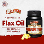 Barlean's Omega 3 6 9 Flaxseed Oil Supplements, Cold-Pressed Flax Seed Supplement Softgels with 1650 mg ALA Fatty Acids, 100 Count