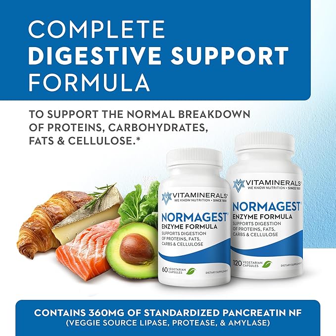 Vitaminerals 61 Normagest | Digestion Support Formula for Protein, Fats & Carbs | Veggie Caps (60 Capsules)