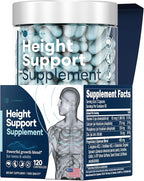 Height & Bone Support Supplement - Premium Height Growth Supplement for Kids & Teens with Calcium - Nutritional Support Bone Health Formula - Height Increase Essential Vitamins - 120 Caps