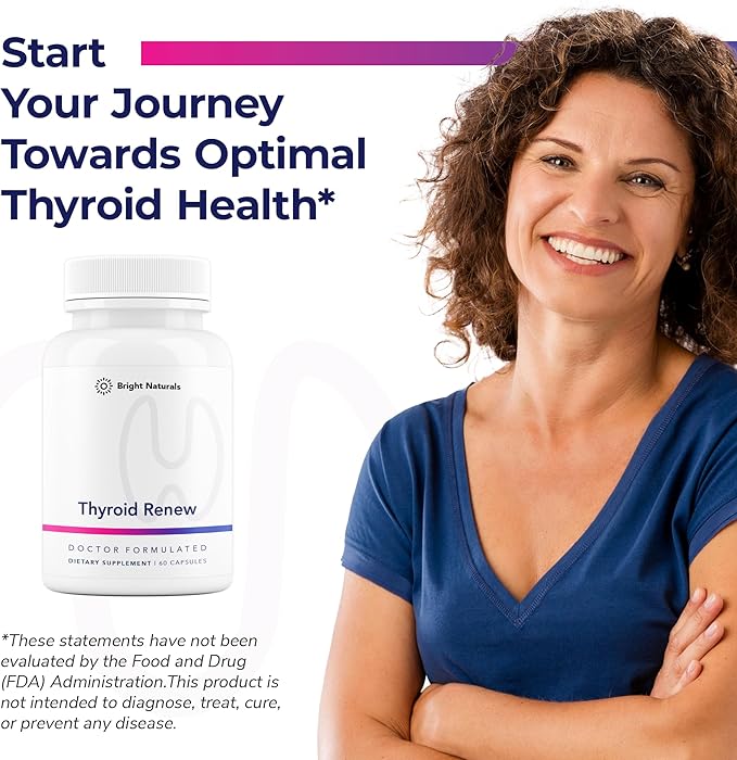 Thyroid Renew Supplement - Thyroid Support for Women with Zinc, Selenium, Copper, Ashwagandha & L-Tyrosine - 180 Capsules