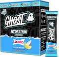 GHOST Hydration Sticks, Electrolyte Powder Packets, Sonic Ocean Water - 24 Sugar Free Instant Electrolyte Drink Mix - Caffeine-Free Daily Hydration & Immune Support with Clean Formula