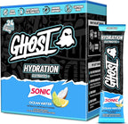 GHOST Hydration Sticks, Electrolyte Powder Packets, Sonic Ocean Water - 24 Sugar Free Instant Electrolyte Drink Mix - Caffeine-Free Daily Hydration & Immune Support with Clean Formula