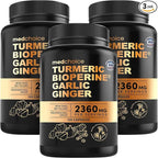 4-in-1 Turmeric Joint Support Supplements with Garlic and BioPerine - 2360 mg High Potency Herbal Blend for Mobility, Everyday Flexibility, Digestive Comfort, Active Aging Support (120ct, Pack of 3)