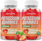 2 Pack Potassium Gummies for Adults, Potassium Chloride Gummies 1200mg Support Leg Cramps & Electrolyte Balance, Strawberry Flavor 120 Count