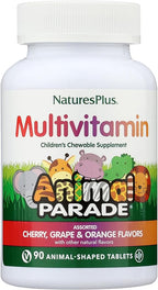 NaturesPlus Animal Parade Children's Chewable Multivitamin - 90 Animal-Shaped Tablets - Natural Assorted Flavors - Vegetarian, Gluten Free - 45 Servings