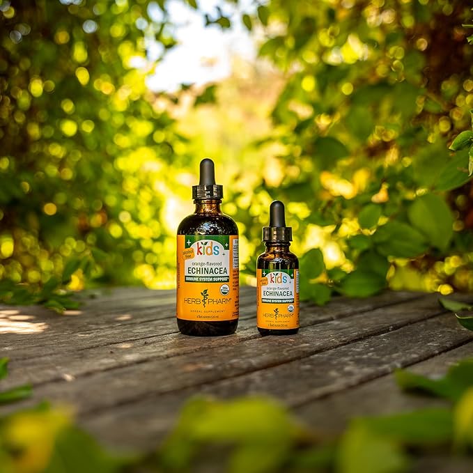 Herb Pharm Kids Certified-Organic Alcohol-Free Echinacea Glycerite Liquid Extract Drops, 4 oz