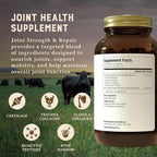 Heart & Soil 100% Grass Fed & Finished Joint Support Supplement from Regenerative Cattle with Trachea, Scapula & Bone Marrow – Supports Joint Strength & Mobility – 3000mg – Glass Bottle – 180 Capsules